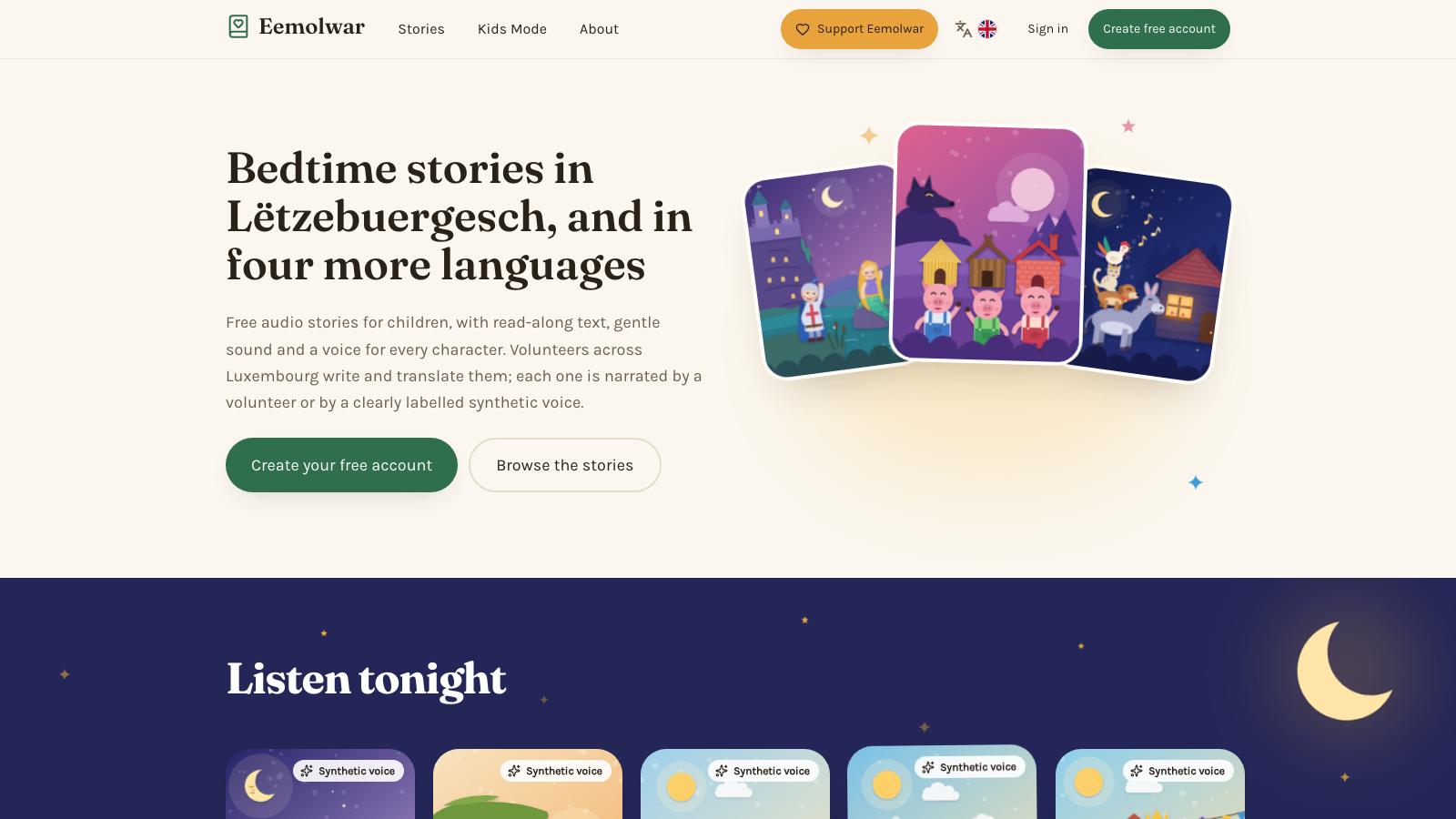 Featured image for I built a bedtime story site for Luxembourgish